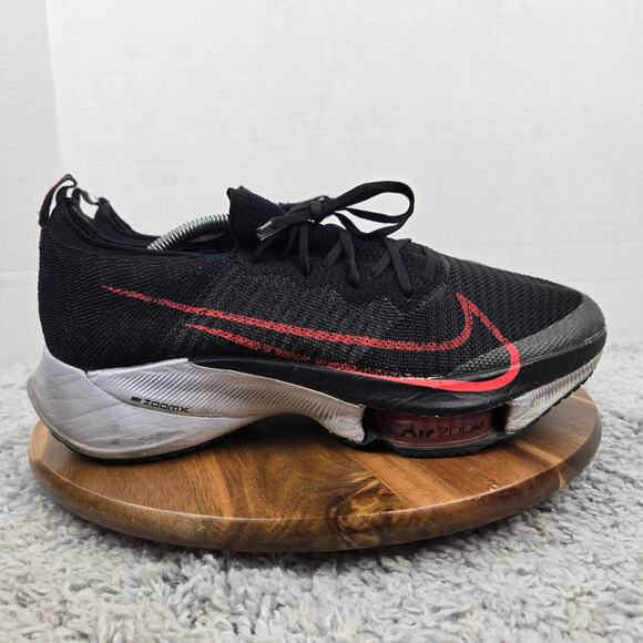 Nike Mens 12 Air Zoom Tempo Next% Flyknit Black Flash Crimson Road Running Shoe - Picture 3 of 12